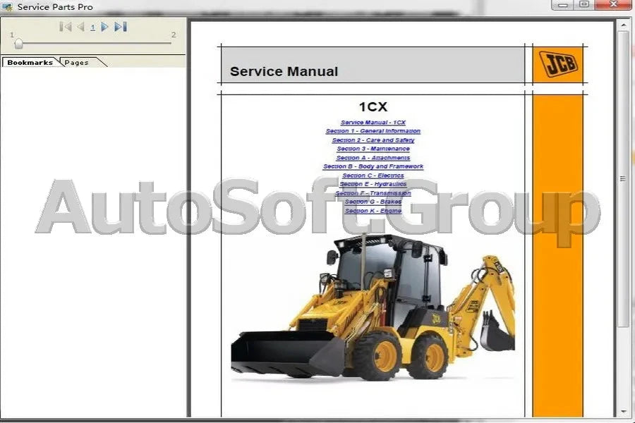 JCB Service Parts Pro 및 서비스 수리 - 전문 서비스 매뉴얼 소프트웨어 구입 AutoSoft.group