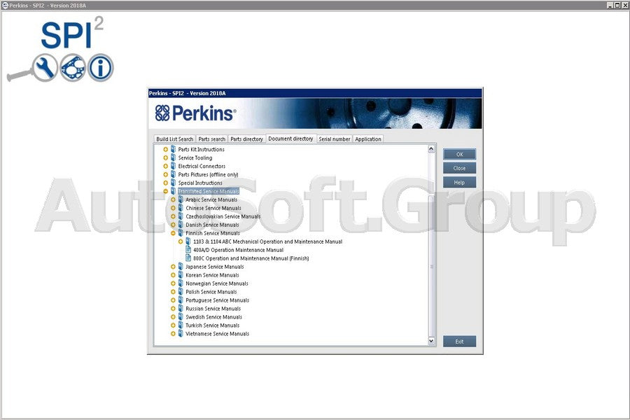 Perkins SPI2 2018A Parts Catalog and Service Manuals Offline Version